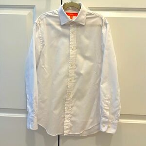 TALLIA white solid ribbed button down | boy size 14
